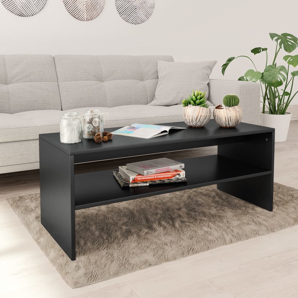 vidaXL Salontafel 100x40x40 cm bewerkt hout zwart - Aashly