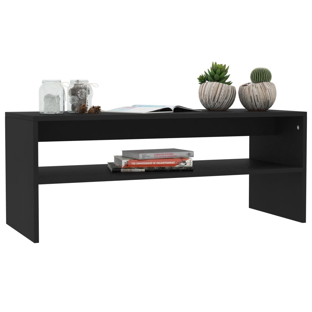 vidaXL Salontafel 100x40x40 cm bewerkt hout zwart - Aashly
