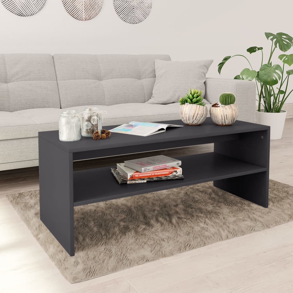 vidaXL Salontafel 100x40x40 cm bewerkt hout zwart - Aashly