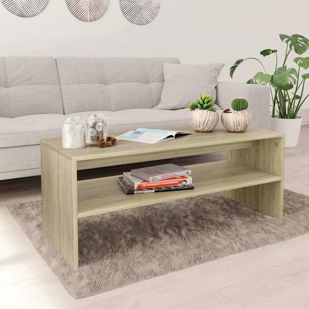 vidaXL Salontafel 100x40x40 cm bewerkt hout zwart - Aashly