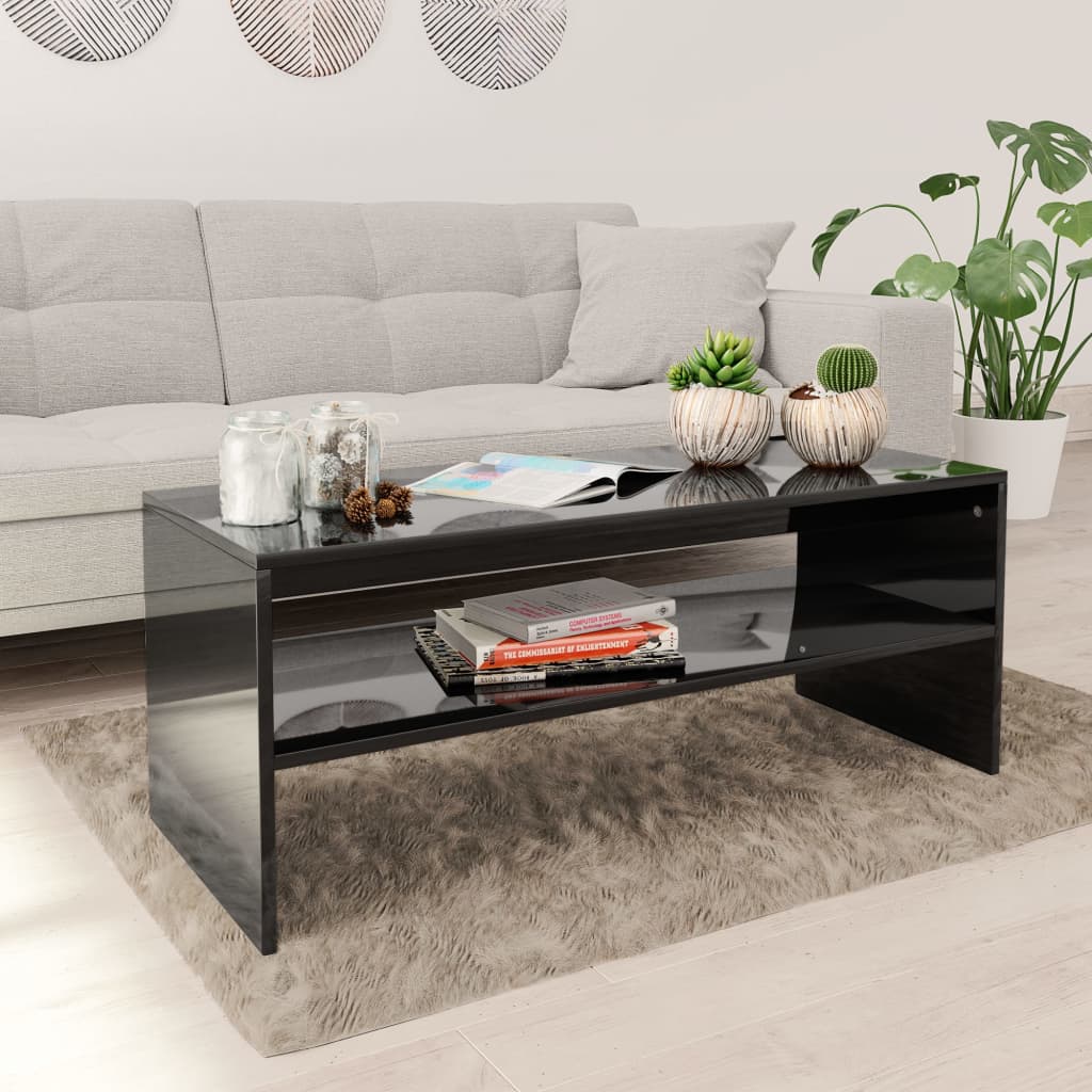 vidaXL Salontafel 100x40x40 cm bewerkt hout zwart - Aashly