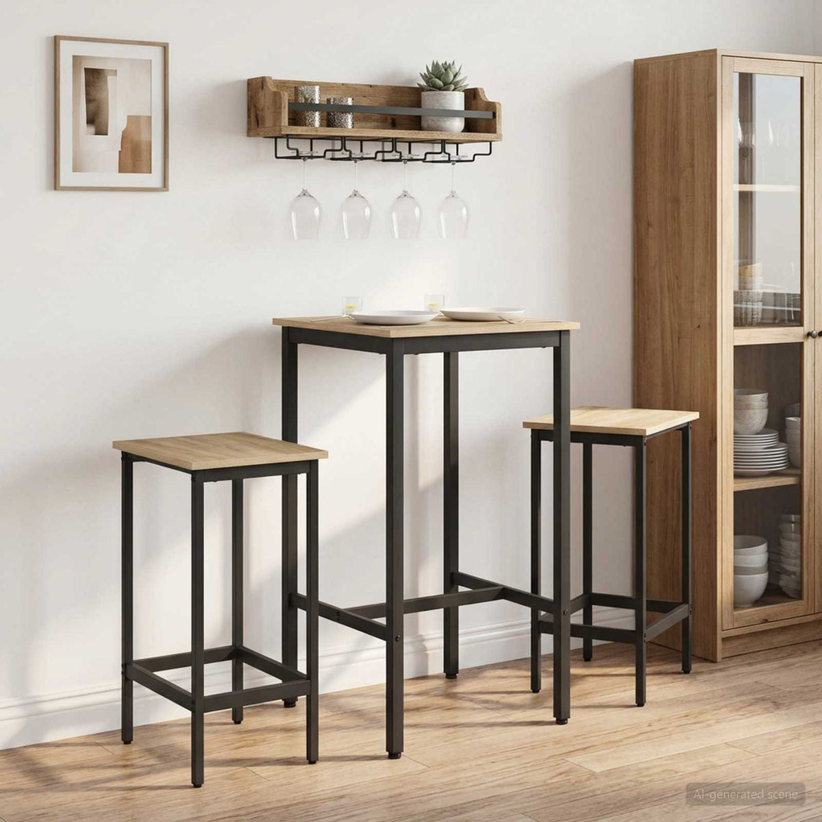 vidaXL Bartafel 52 x 52 x 90 cm Bewerkt hout Artisanaal eiken