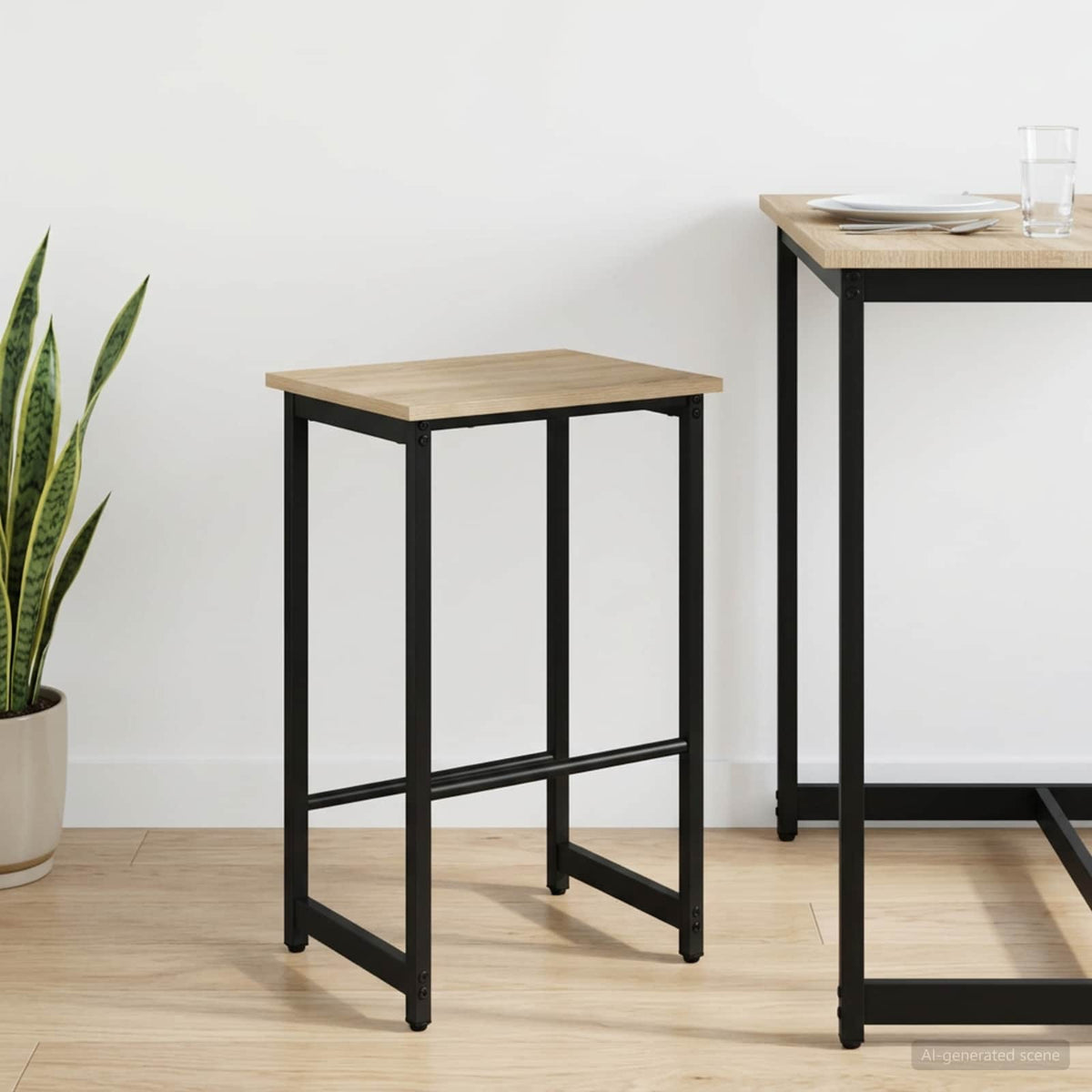 vidaXL Barkruk Zwart eiken 40 x 32 x 74 cm Bewerkt hout