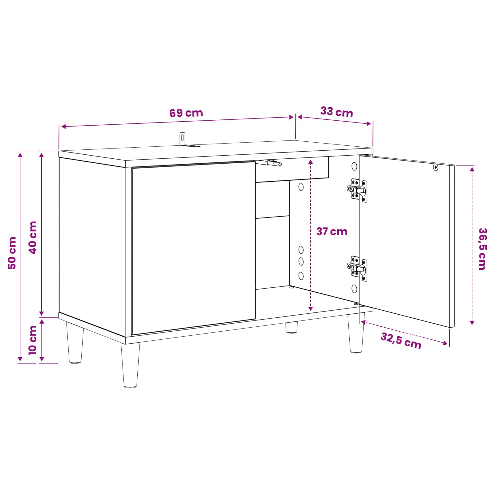 vidaXL Tv-meubel RHENEN 69 x 33 x 50 cm Sonoma Bewerkt hout