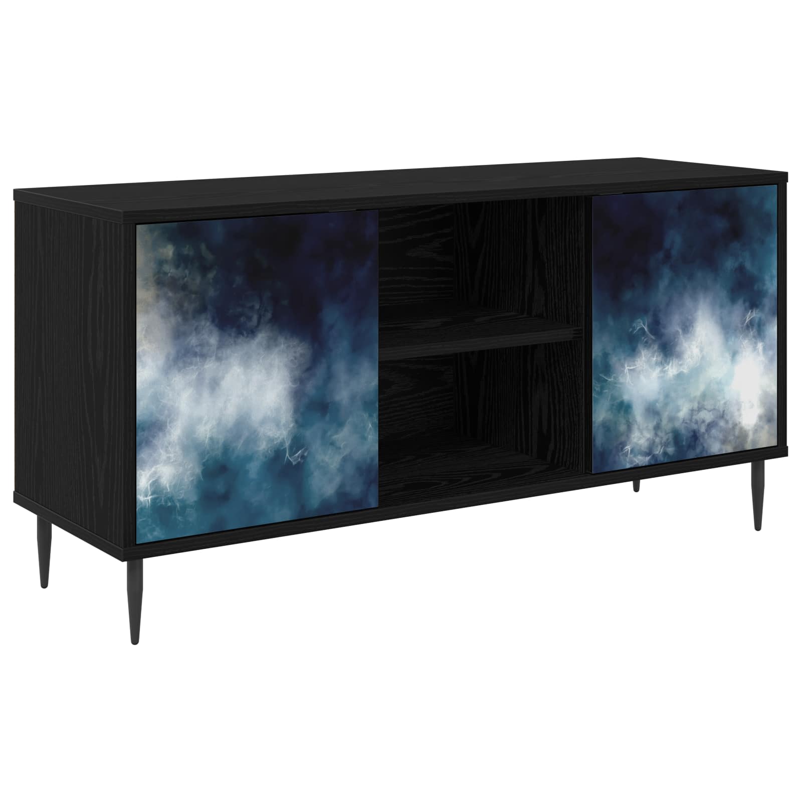 vidaXL Tv-meubel RHENEN 102 x 33 x 51 cm Zwart eiken Bewerkt hout
