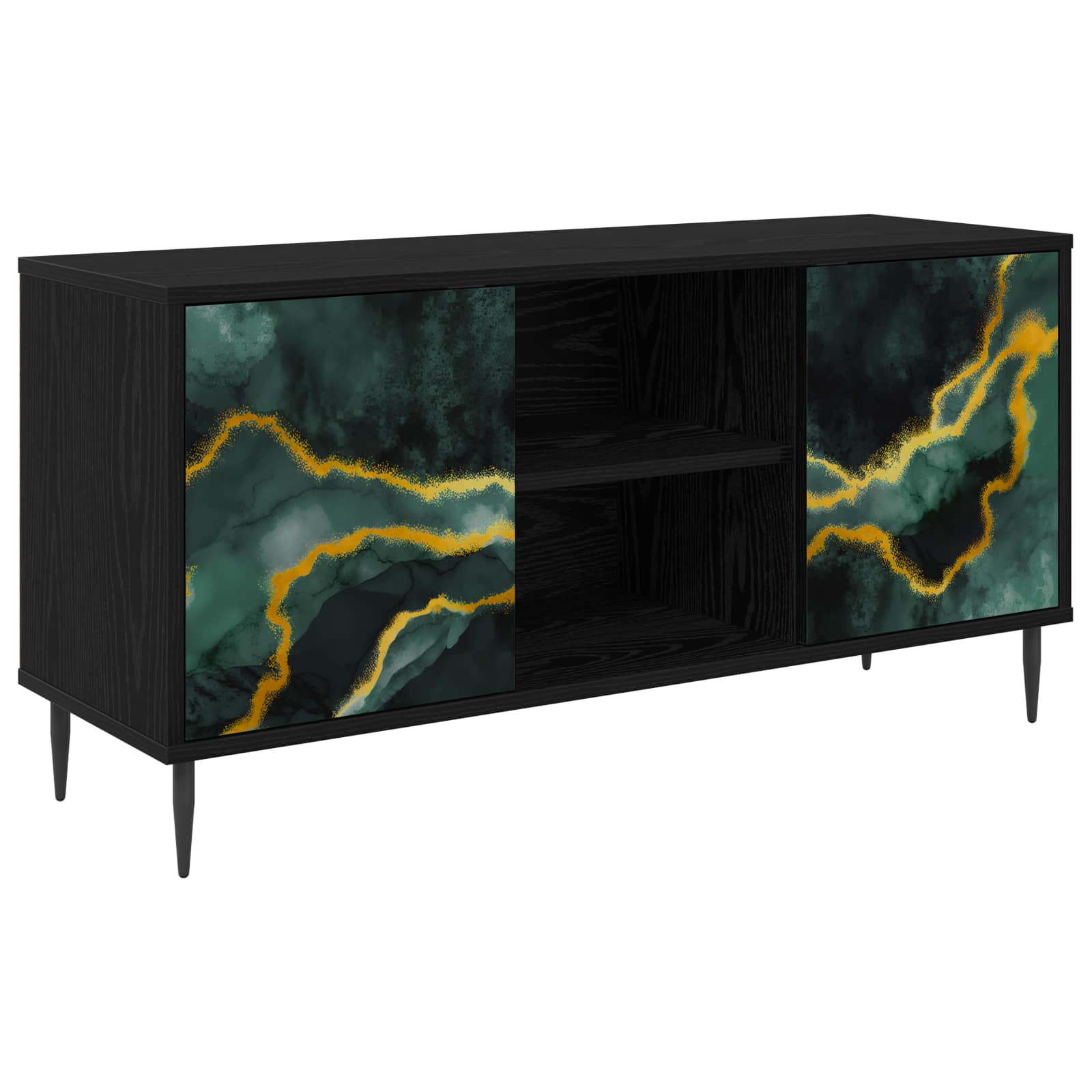 vidaXL Tv-meubel RHENEN 102 x 33 x 51 cm Zwart eiken Bewerkt hout