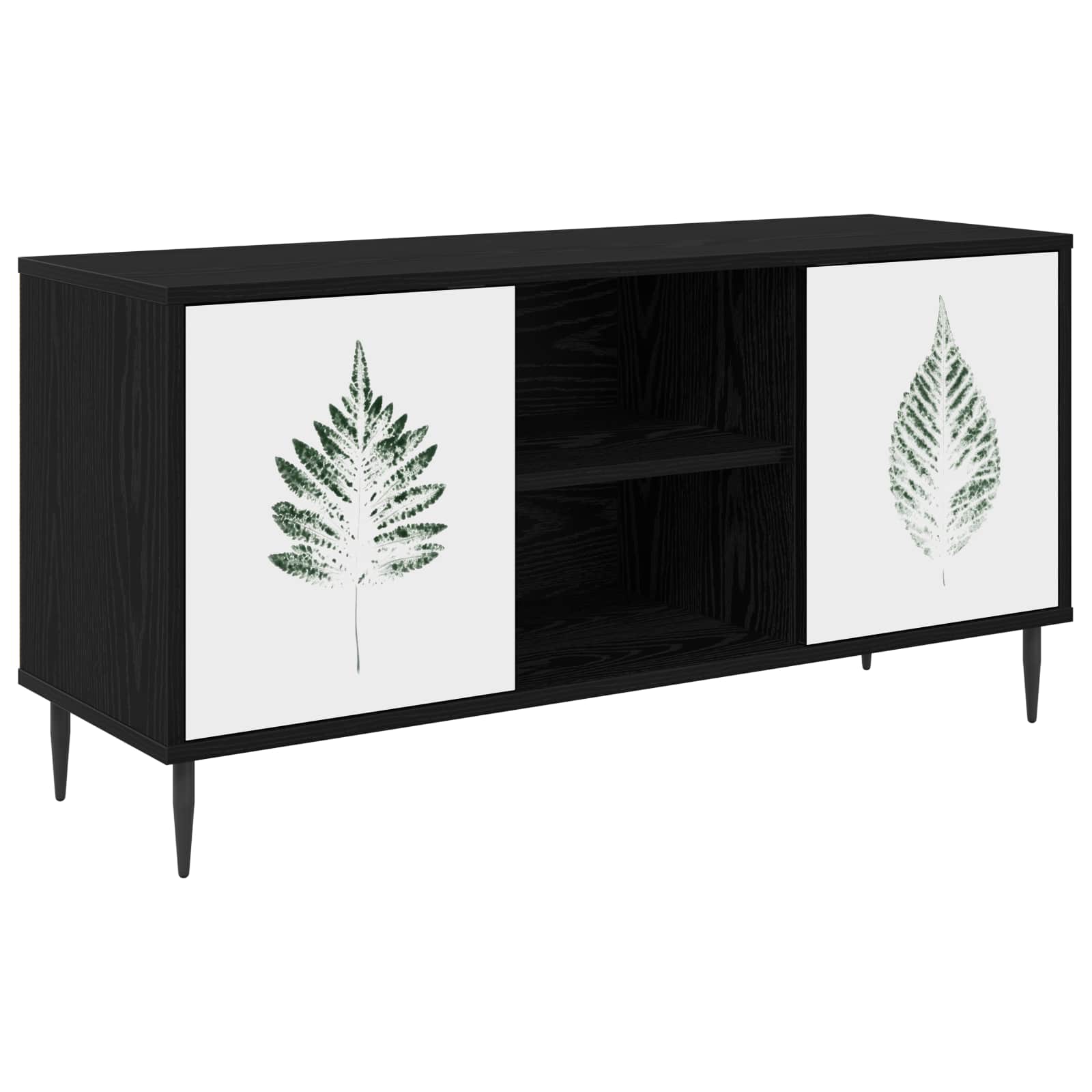 vidaXL Tv-meubel RHENEN 102 x 33 x 51 cm Zwart eiken Bewerkt hout
