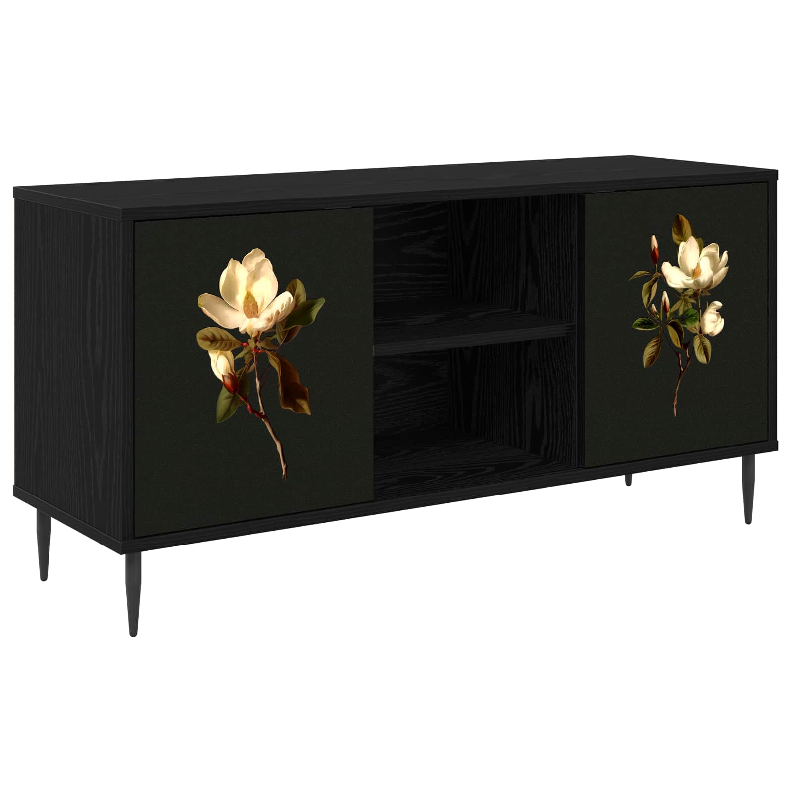 vidaXL Tv-meubel RHENEN 102 x 33 x 51 cm Zwart eiken Bewerkt hout