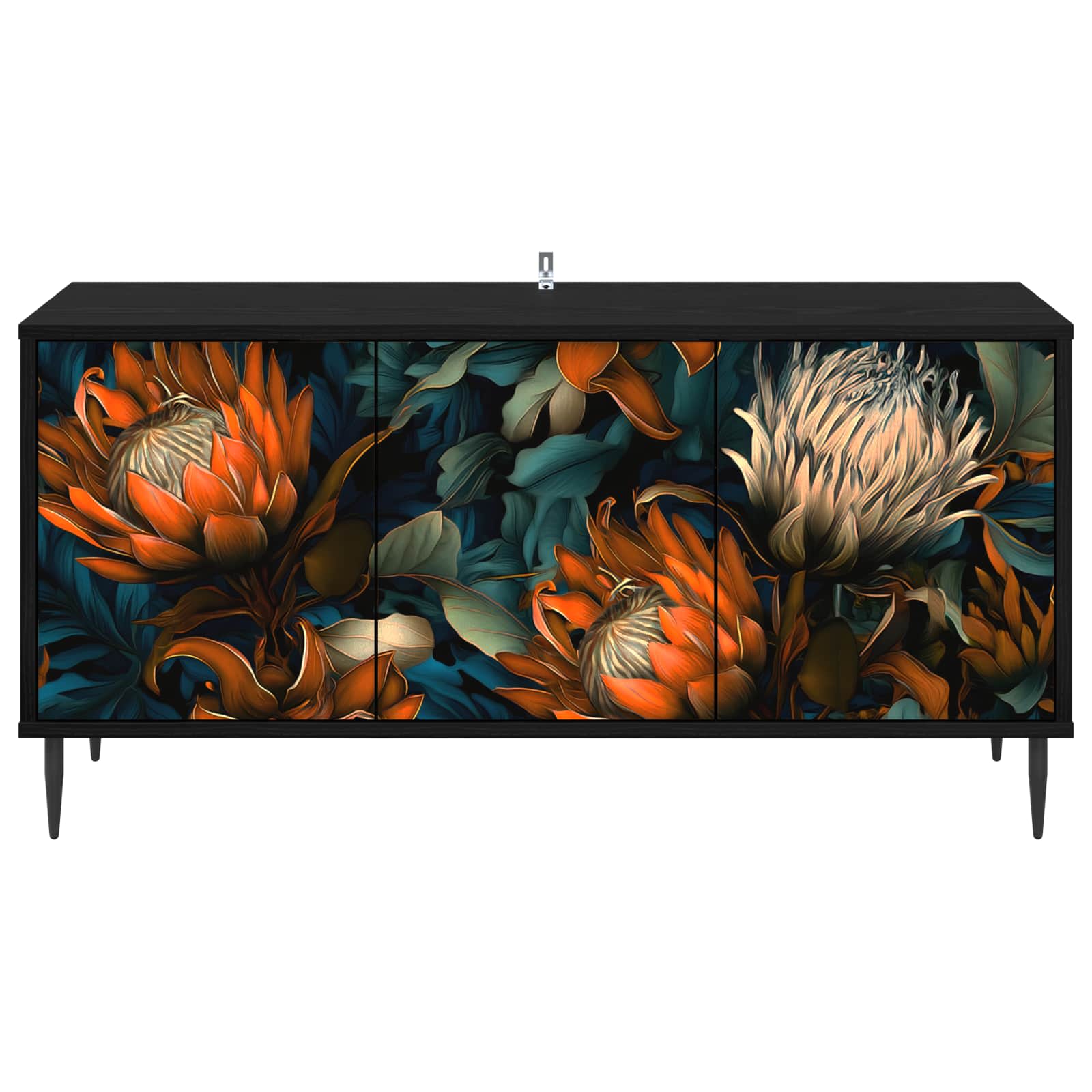 vidaXL Tv-meubel RHENEN 102 x 33 x 51 cm Zwart eiken Bewerkt hout