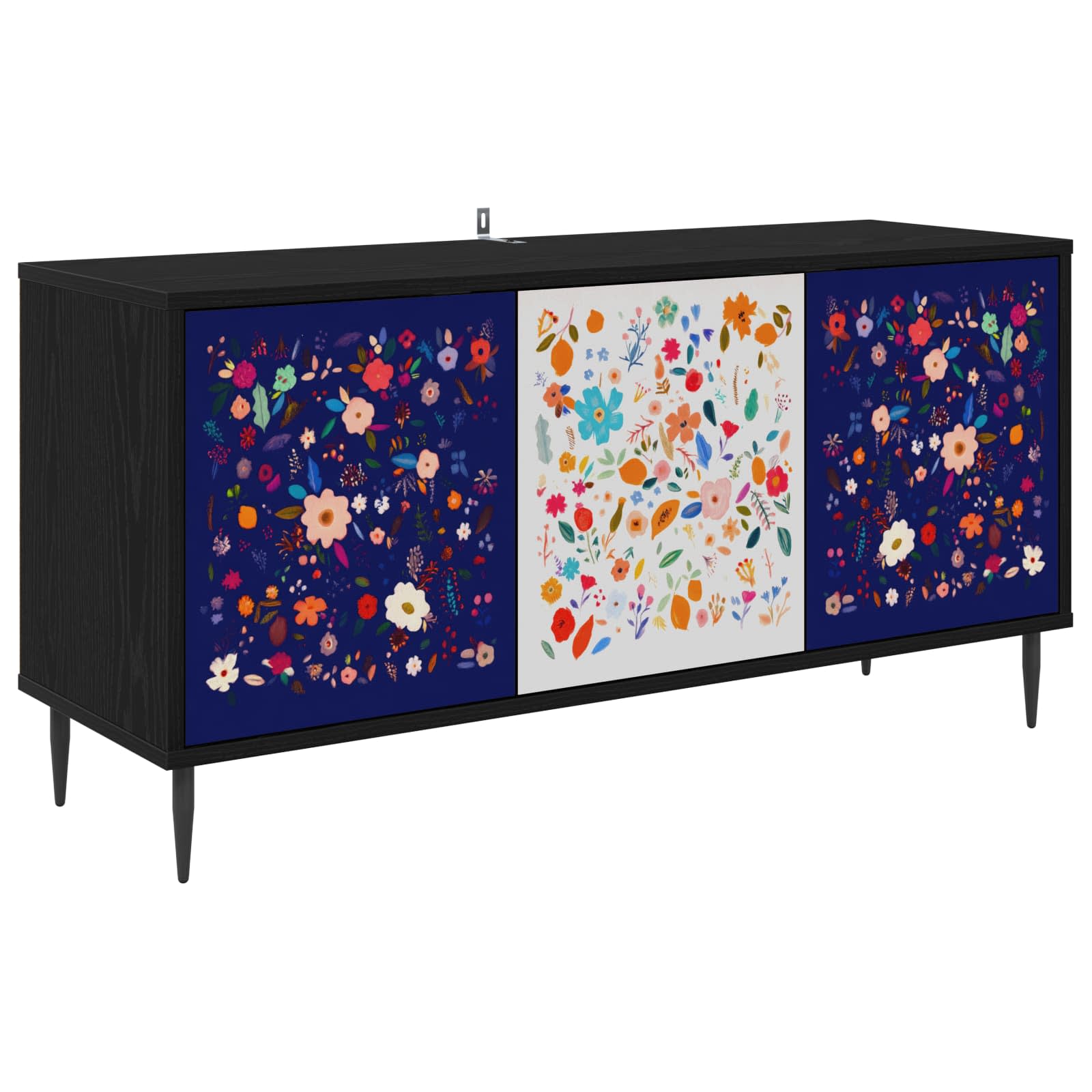 vidaXL Tv-meubel RHENEN 102 x 33 x 51 cm Zwart eiken Bewerkt hout