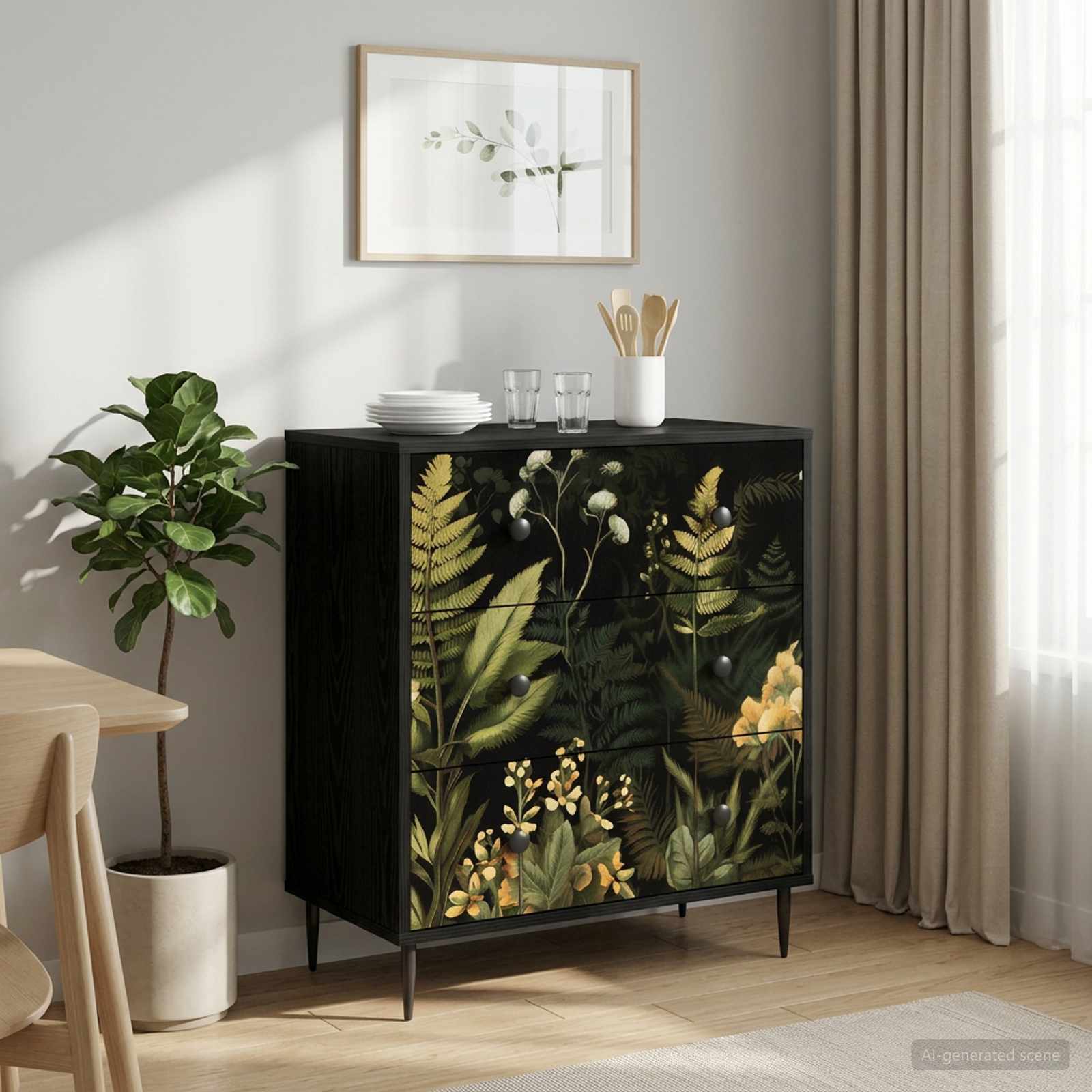 vidaXL Ladekast RHENEN Tropisch junglemotief 66 x 36,5 x 76 cm