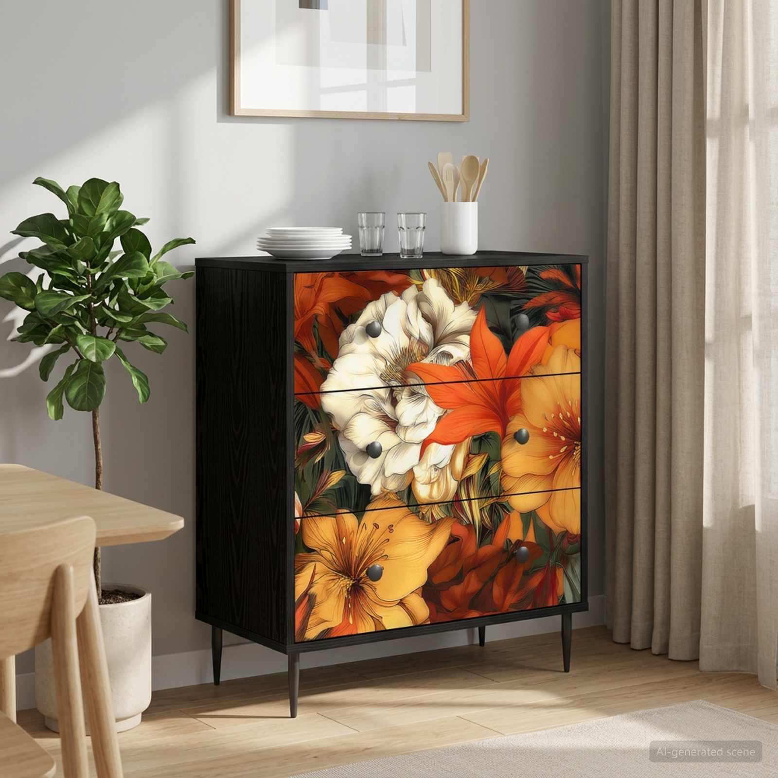 vidaXL Ladekast RHENEN Tropisch junglemotief 66 x 36,5 x 76 cm