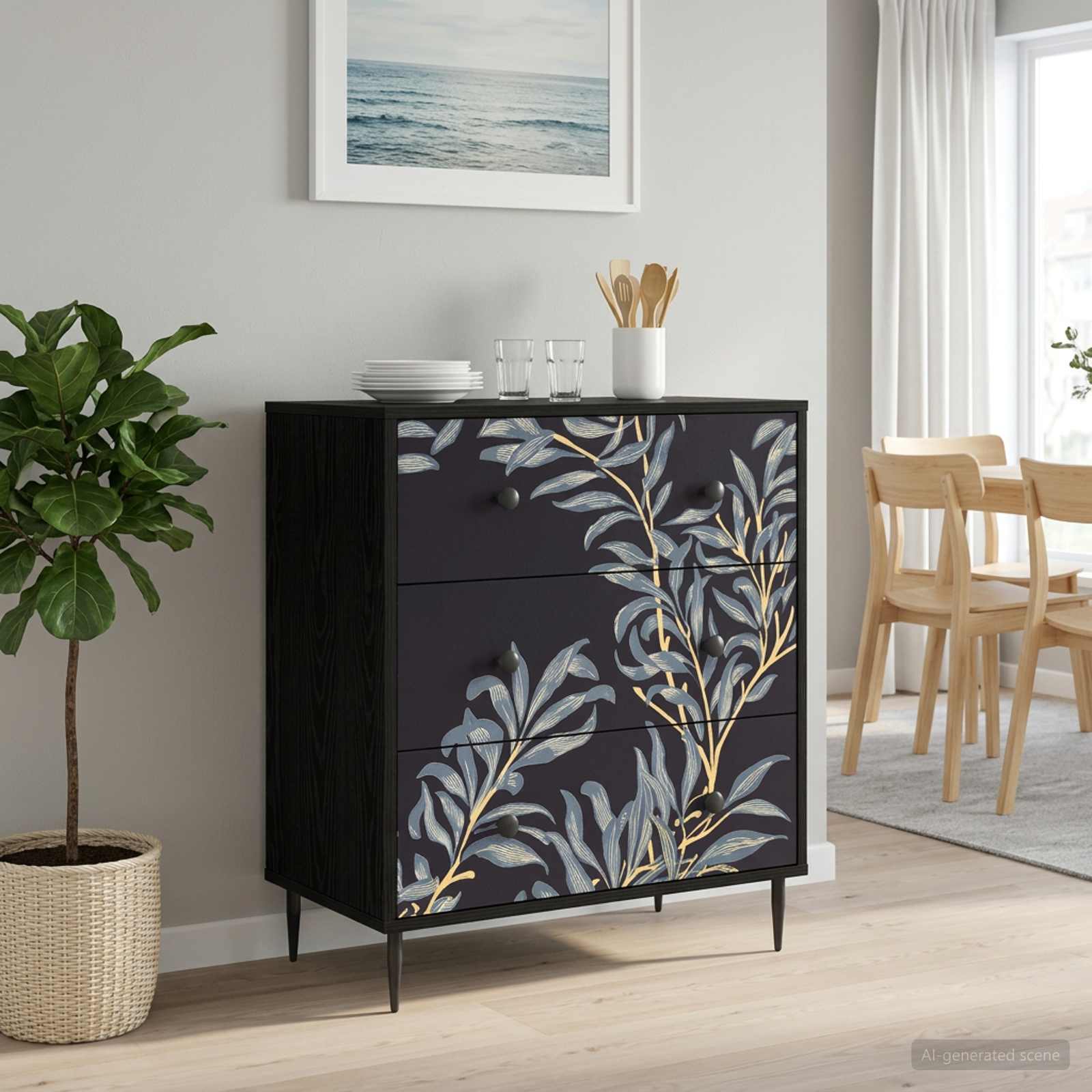 vidaXL Ladekast RHENEN Tropisch junglemotief 66 x 36,5 x 76 cm