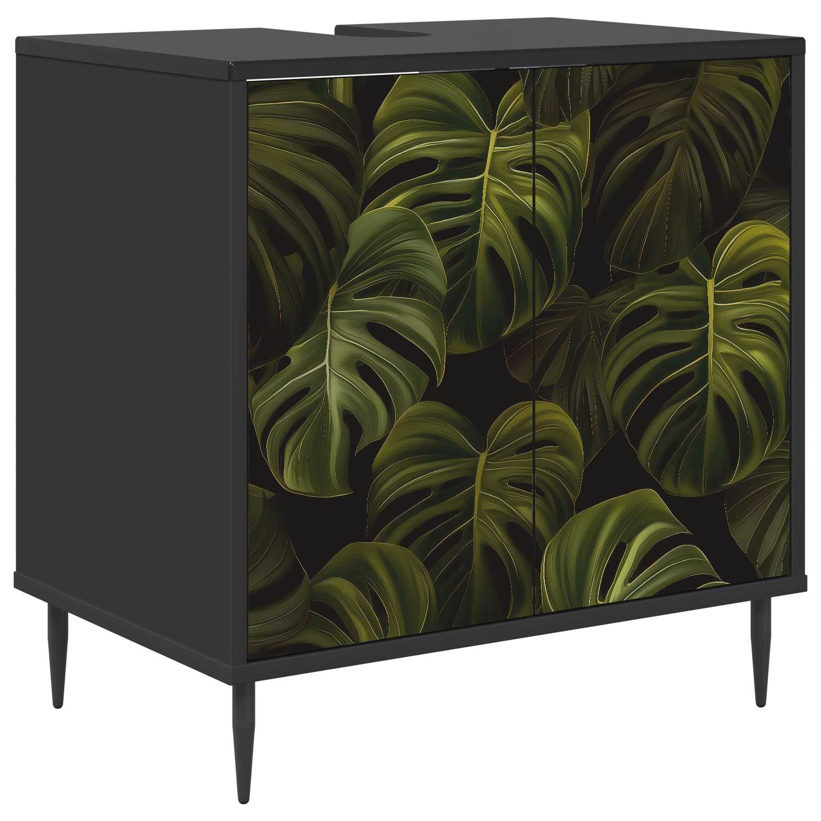 vidaXL Badkamerkast RHENEN Zwart eiken 60 x 40 x 61 cm Bewerkt hout