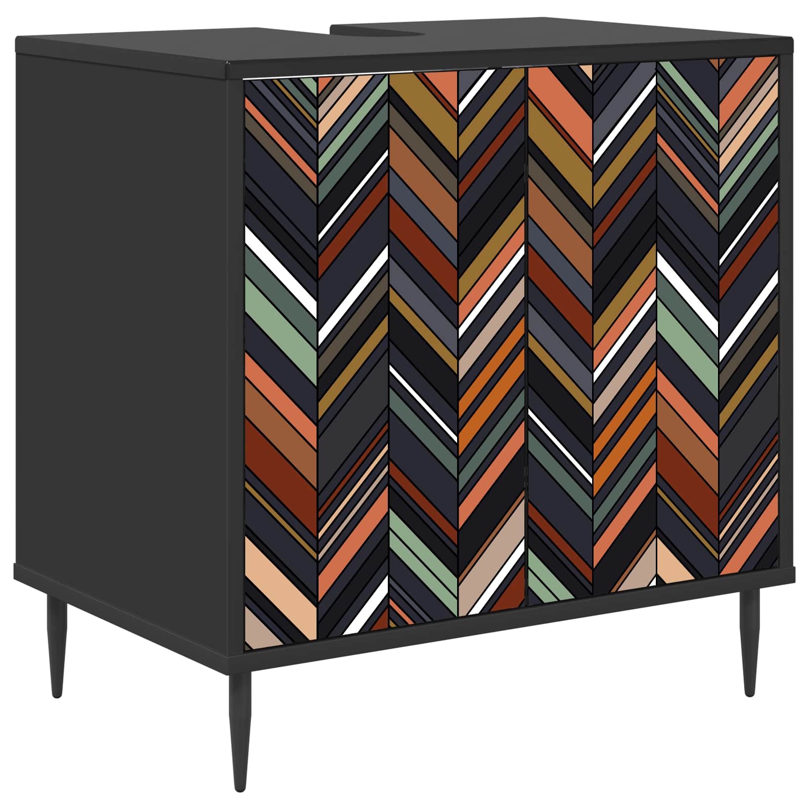 vidaXL Badkamerkast RHENEN Zwart eiken 60 x 40 x 61 cm Bewerkt hout