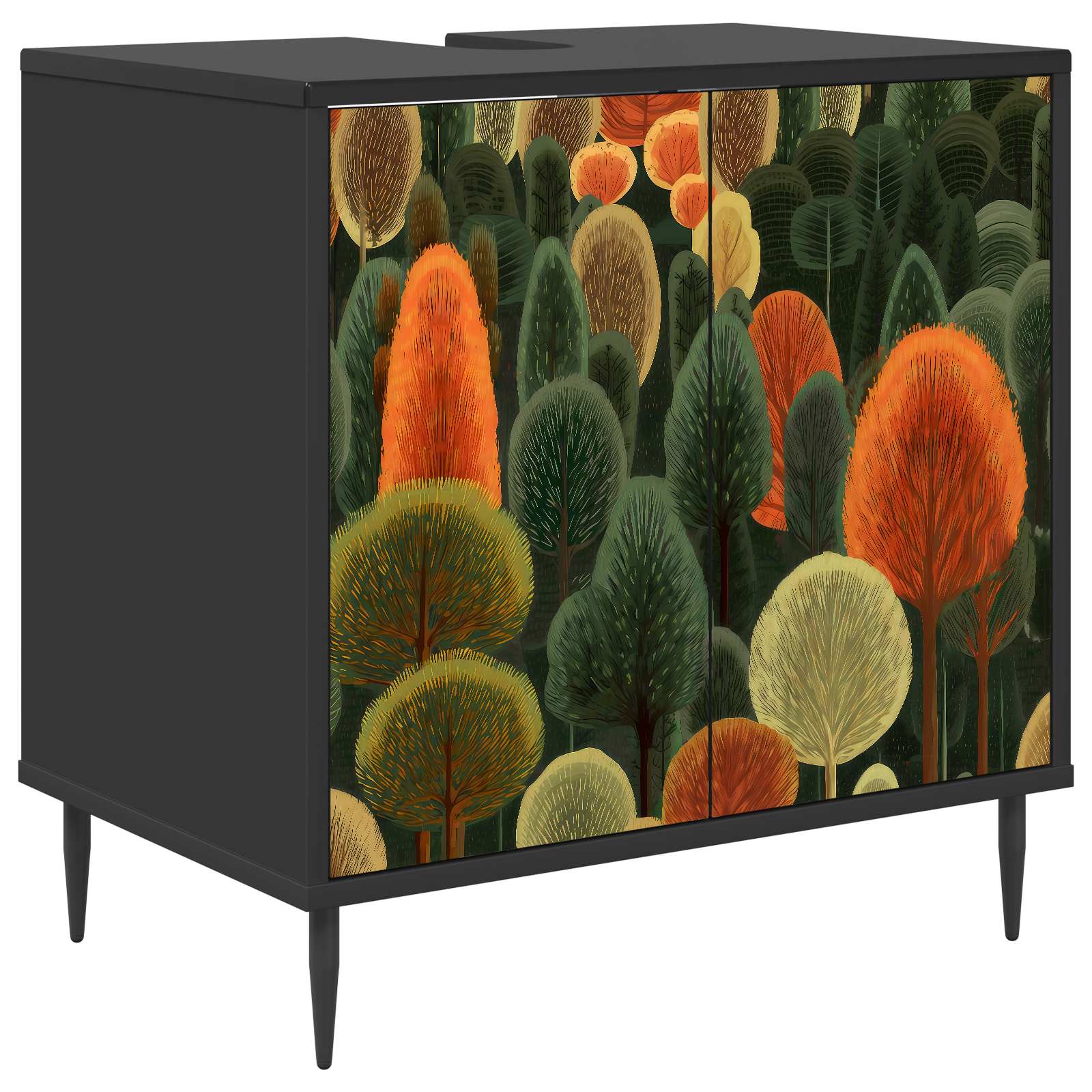 vidaXL Badkamerkast RHENEN Zwart eiken 60 x 40 x 61 cm Bewerkt hout