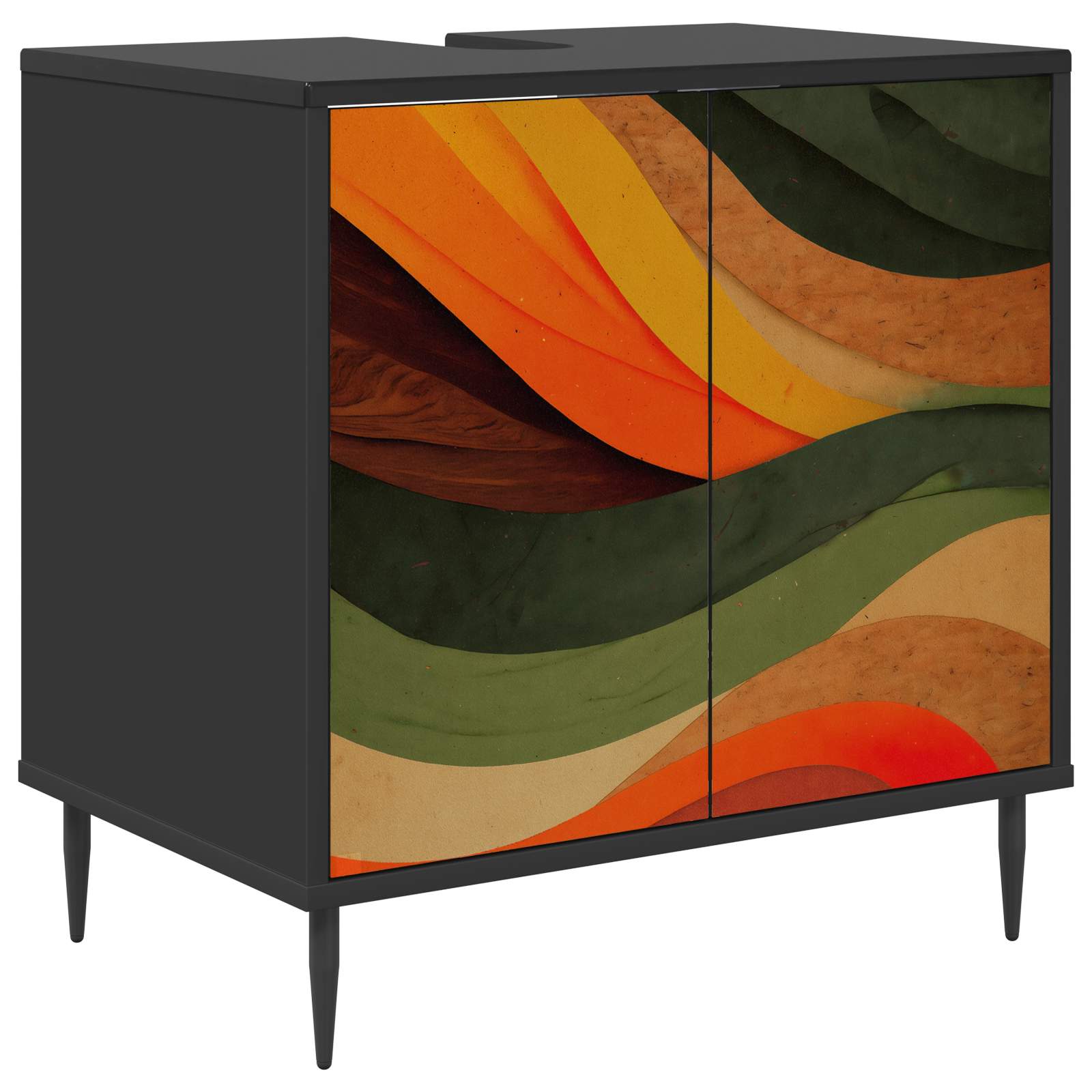 vidaXL Badkamerkast RHENEN Zwart eiken 60 x 40 x 61 cm Bewerkt hout