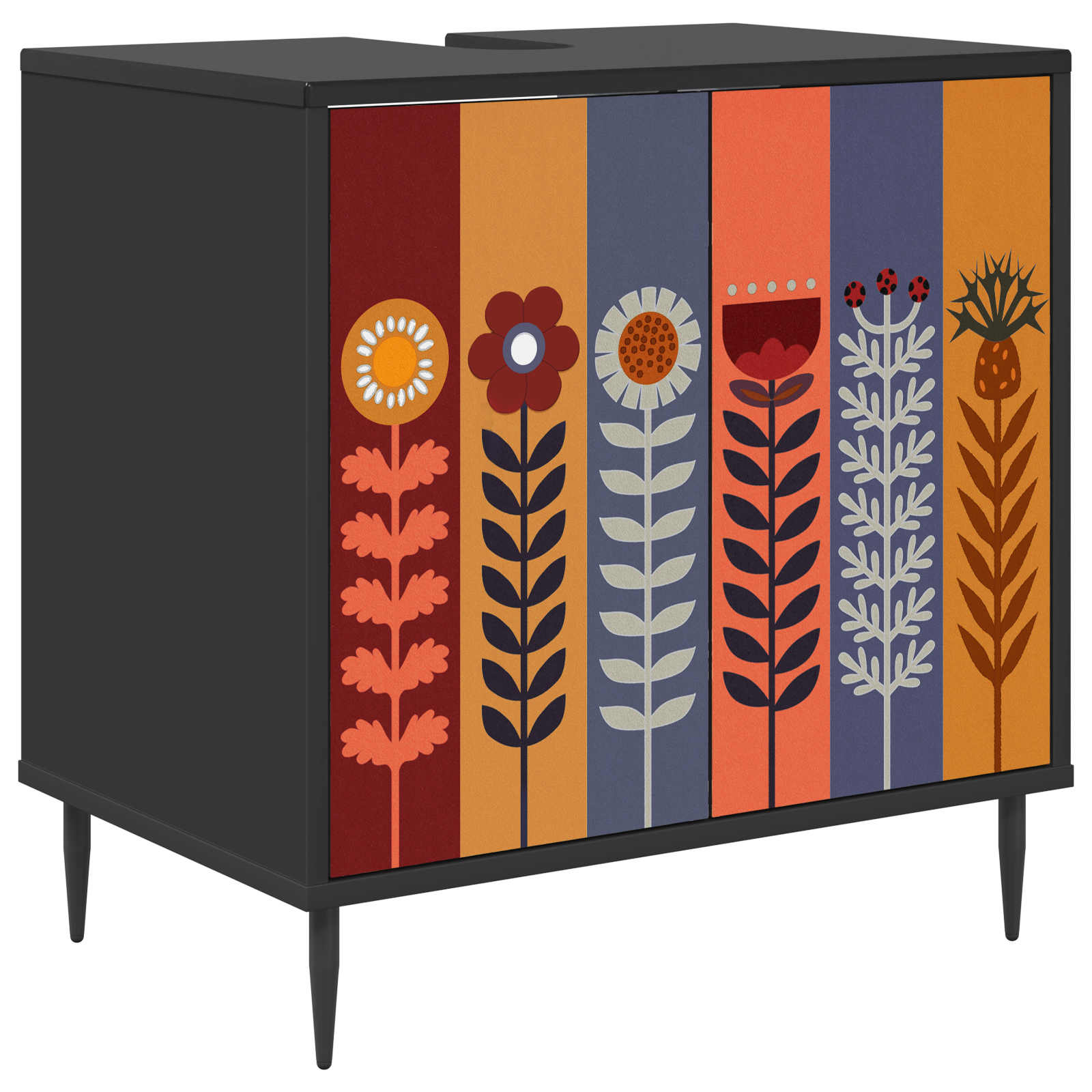 vidaXL Badkamerkast RHENEN Zwart eiken 60 x 40 x 61 cm Bewerkt hout