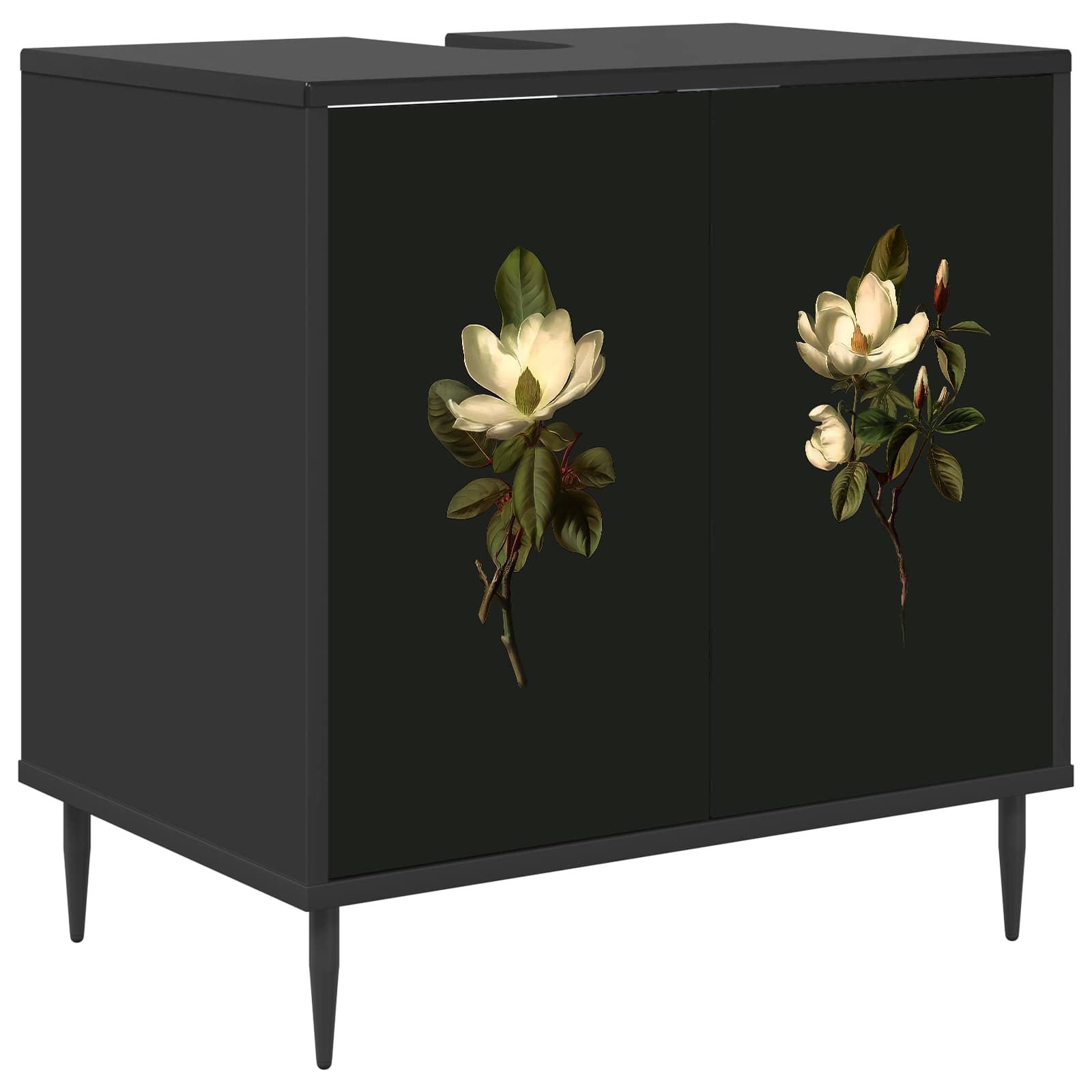 vidaXL Badkamerkast RHENEN Zwart eiken 60 x 40 x 61 cm Bewerkt hout