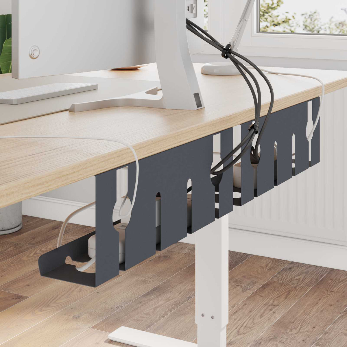 vidaXL Kabelgoot voor onder bureau 2 st Wit 43 x 10 x 15 cm