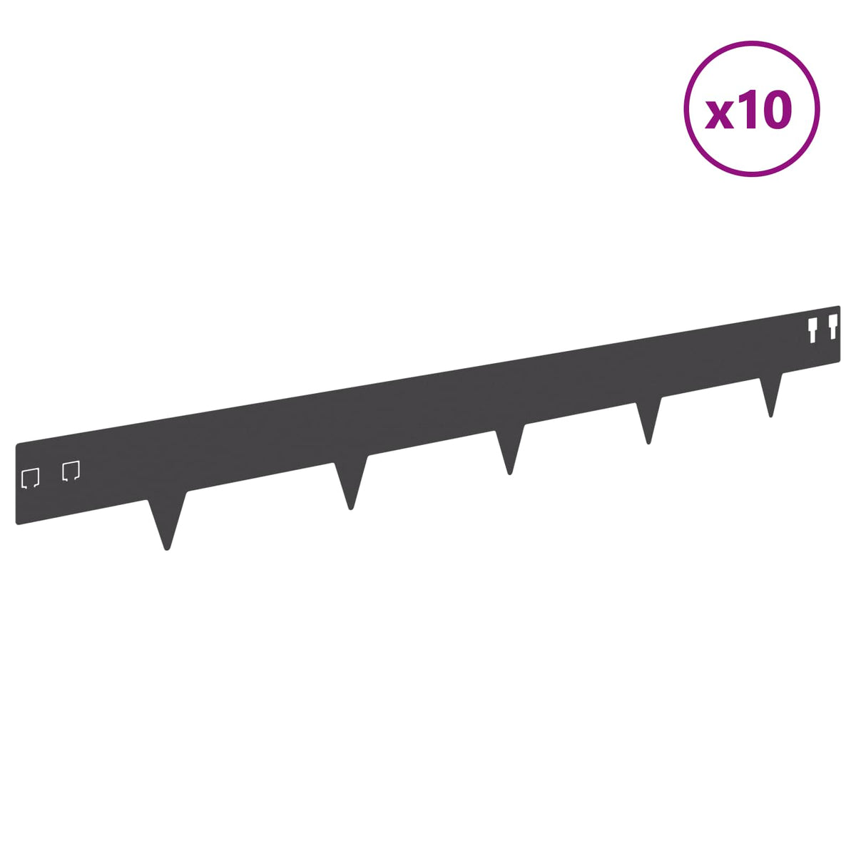 vidaXL Gazonrand 10 pcs 100 x 12 cm Staal Zwart