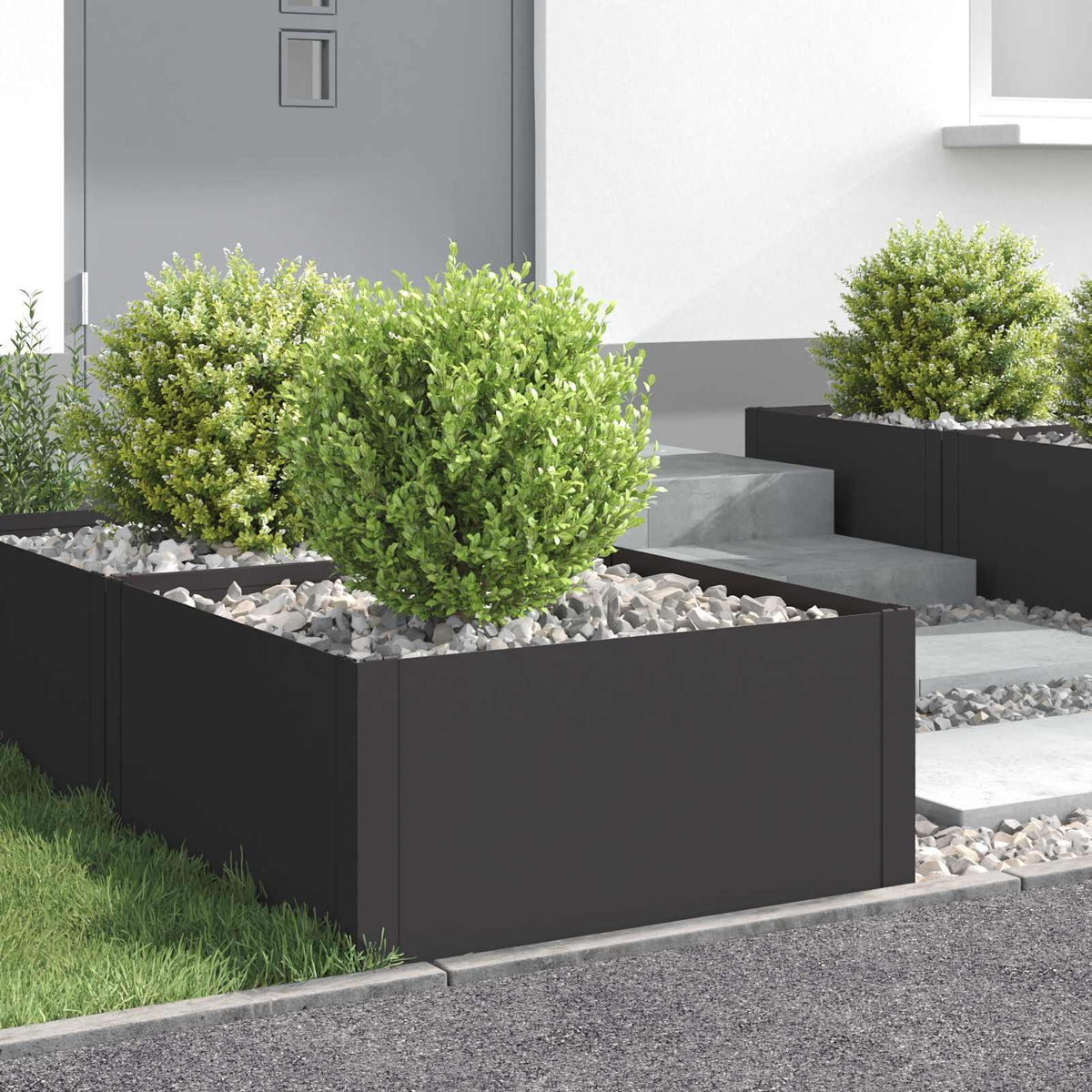 vidaXL Gazonrand 60 x 60 x 20 cm Staal Zilverkleurig