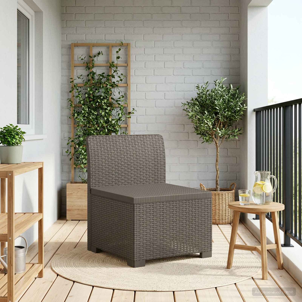 vidaXL Eénpersoons Tuinbank Rattan Look PP Antraciet