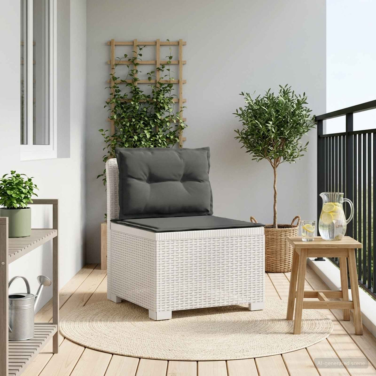 vidaXL Eénpersoons Tuinbank Rattan Look PP Antraciet