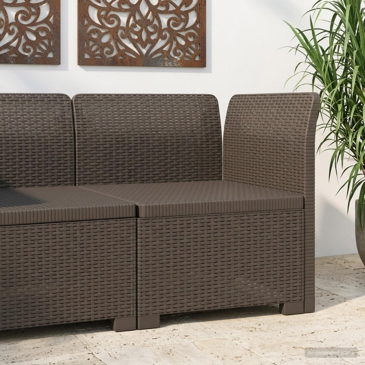 vidaXL Eénpersoons Tuinbank Rattan Look PP Antraciet