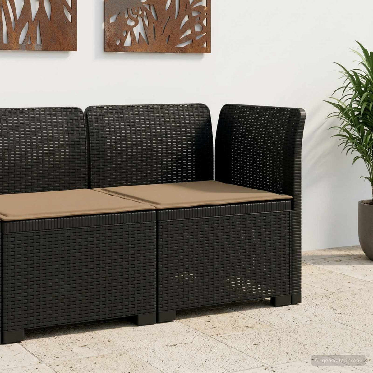vidaXL Eénpersoons Tuinbank Rattan Look PP Antraciet