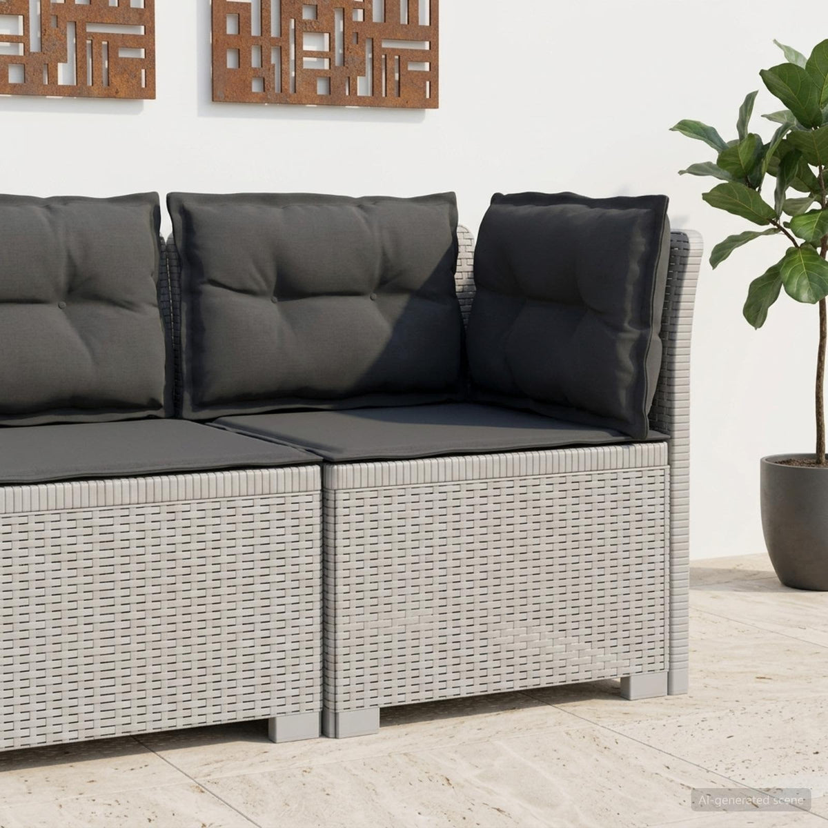 vidaXL Eénpersoons Tuinbank Rattan Look PP Antraciet