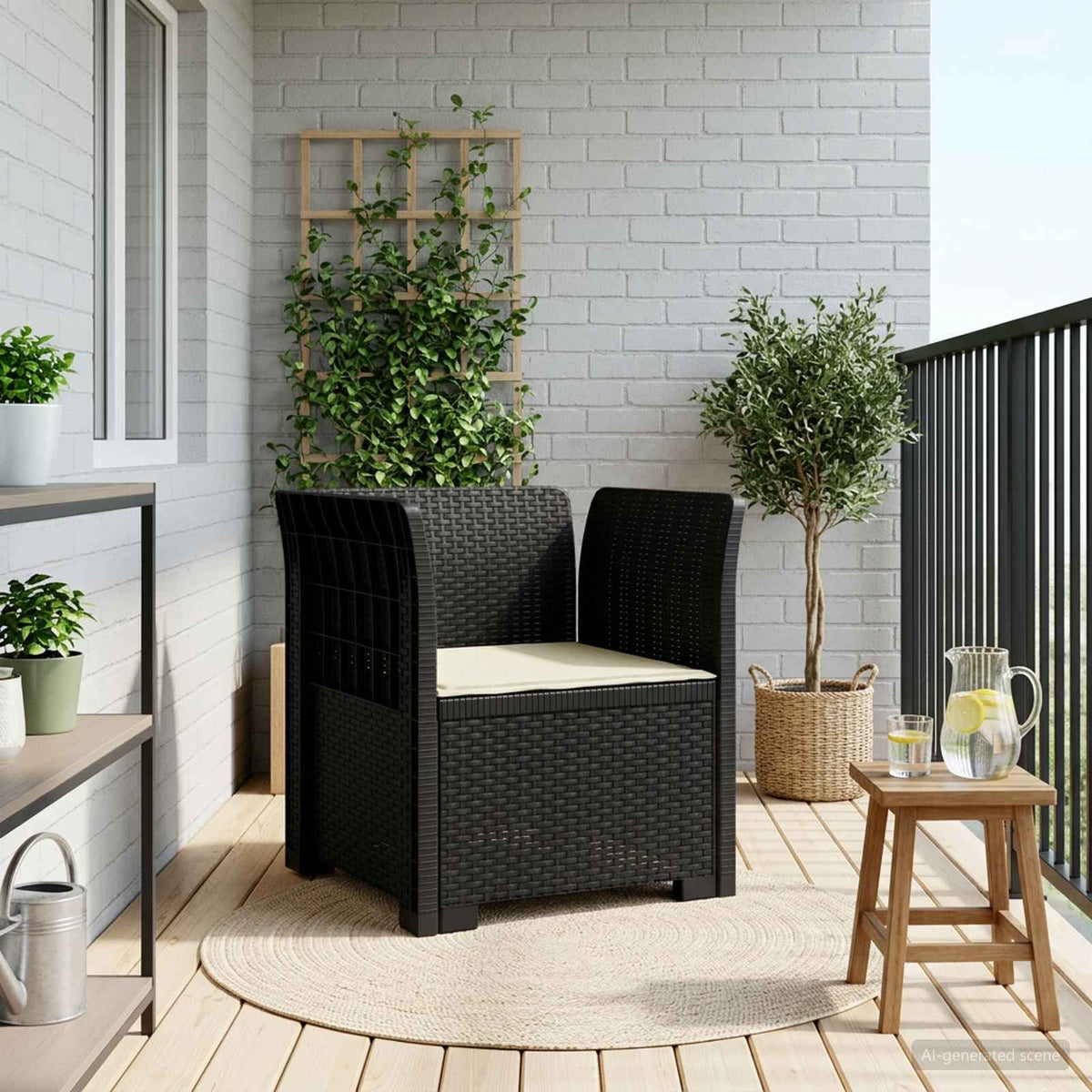vidaXL Eénpersoons Tuinbank Rattan Look PP Antraciet