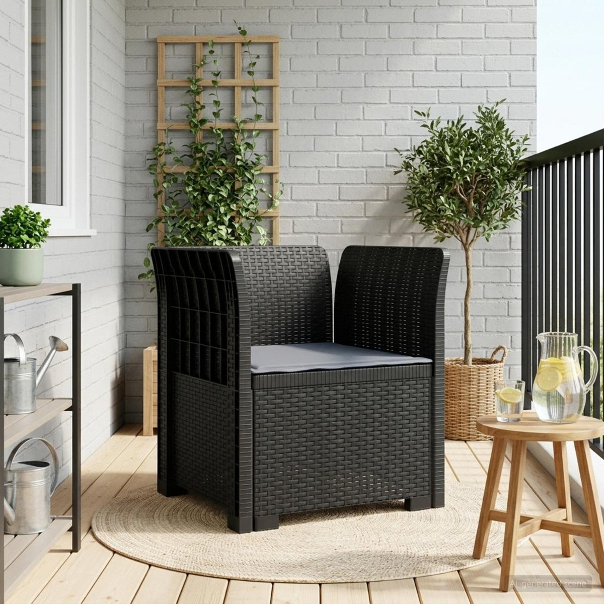 vidaXL Eénpersoons Tuinbank Rattan Look PP Antraciet