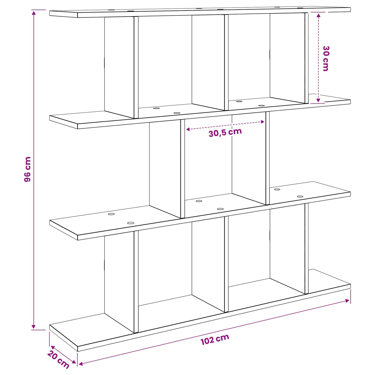 vidaXL Wandplank Wit 102 x 20 x 96 cm Bewerkt hout
