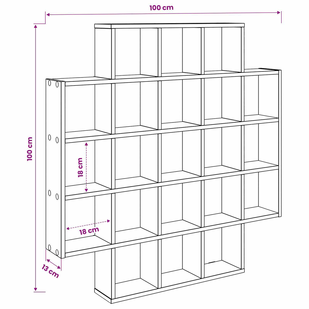 vidaXL Wandplank Wit 100 x 13 x 100 cm Bewerkt hout