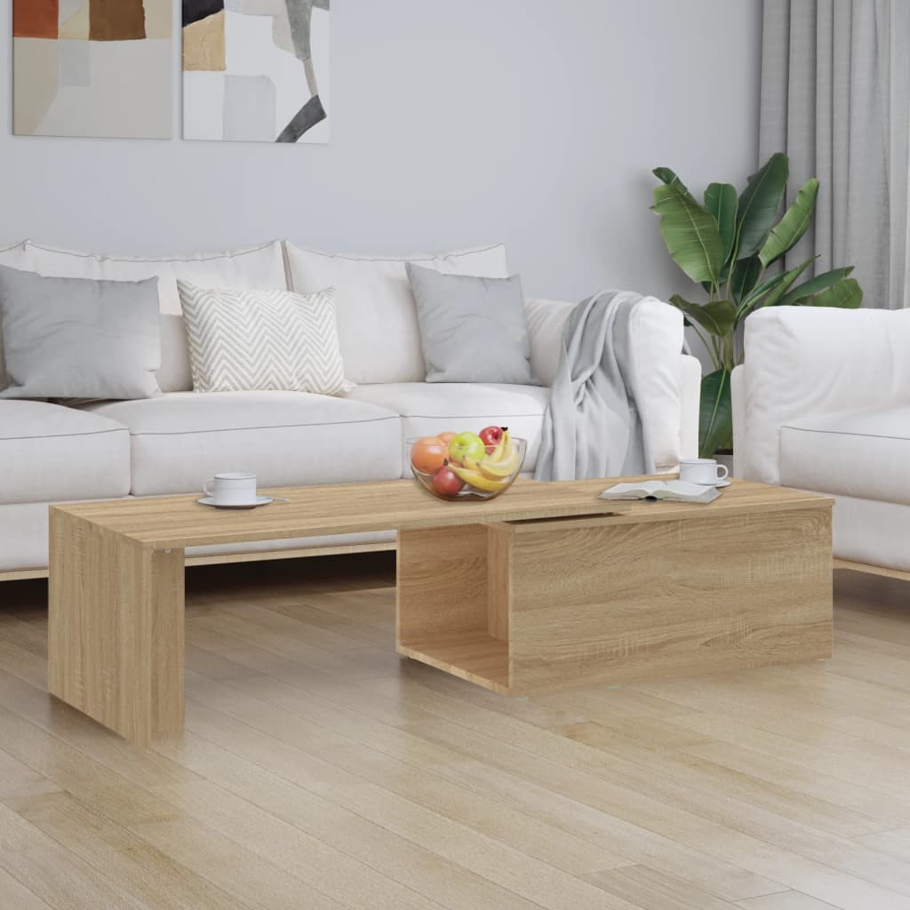 vidaXL Salontafel 150x50x35 cm bewerkt hout artisanaal eikenkleur - Aashly