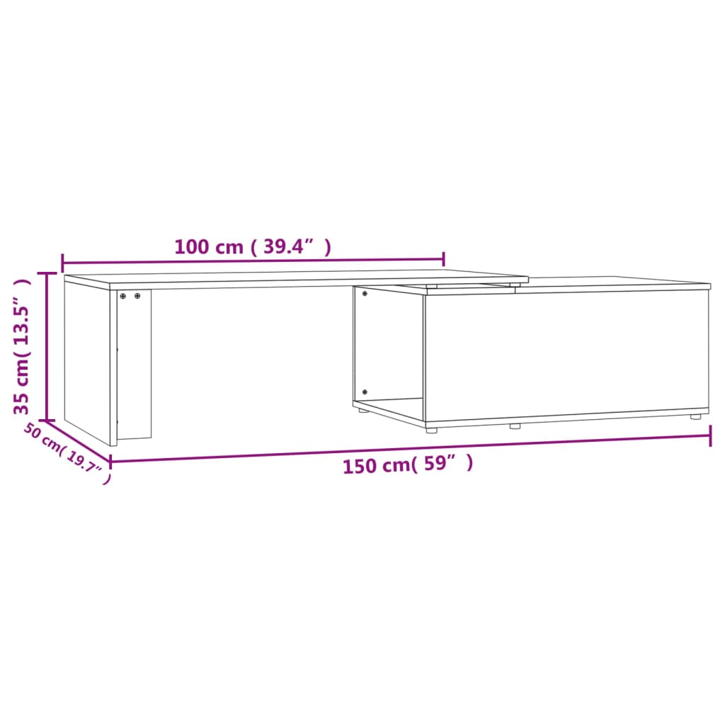 vidaXL Salontafel 150x50x35 cm bewerkt hout artisanaal eikenkleur - Aashly