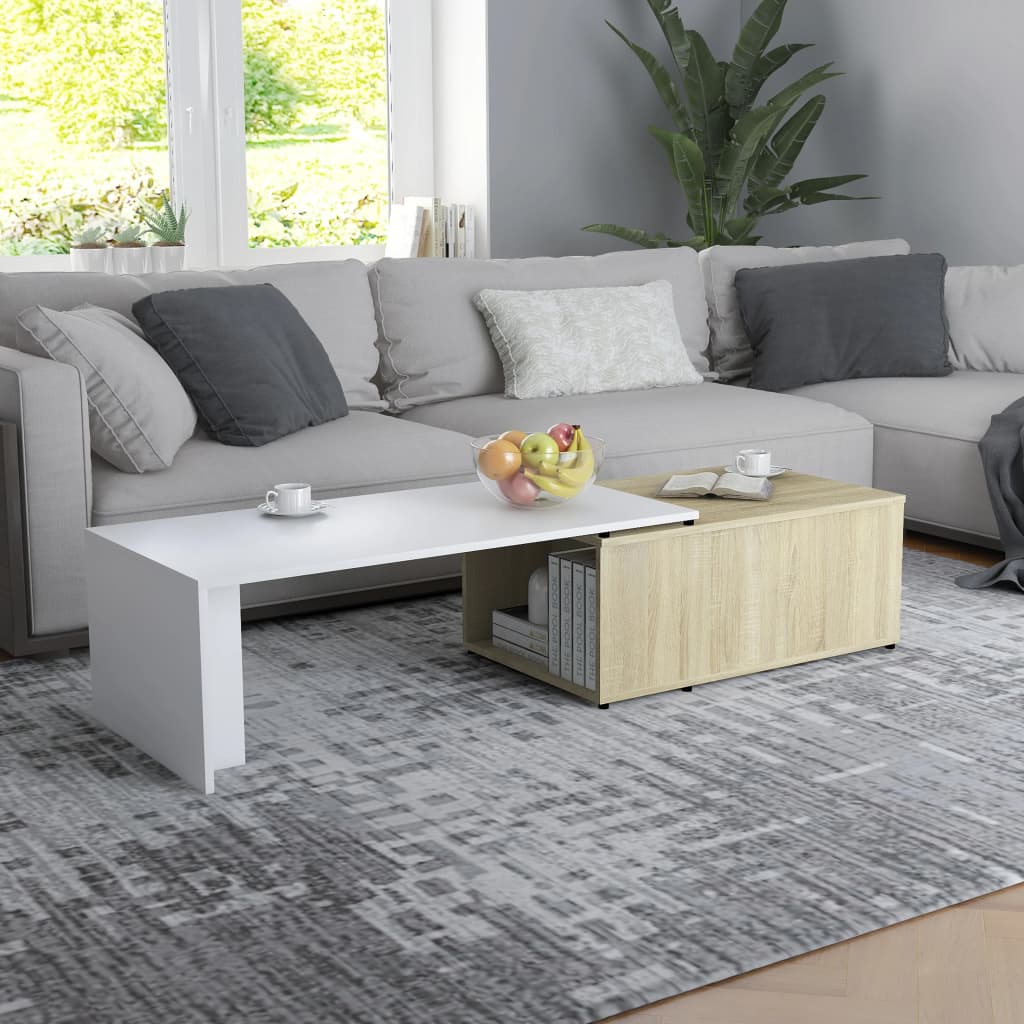 vidaXL Salontafel 150x50x35 cm bewerkt hout artisanaal eikenkleur - Aashly