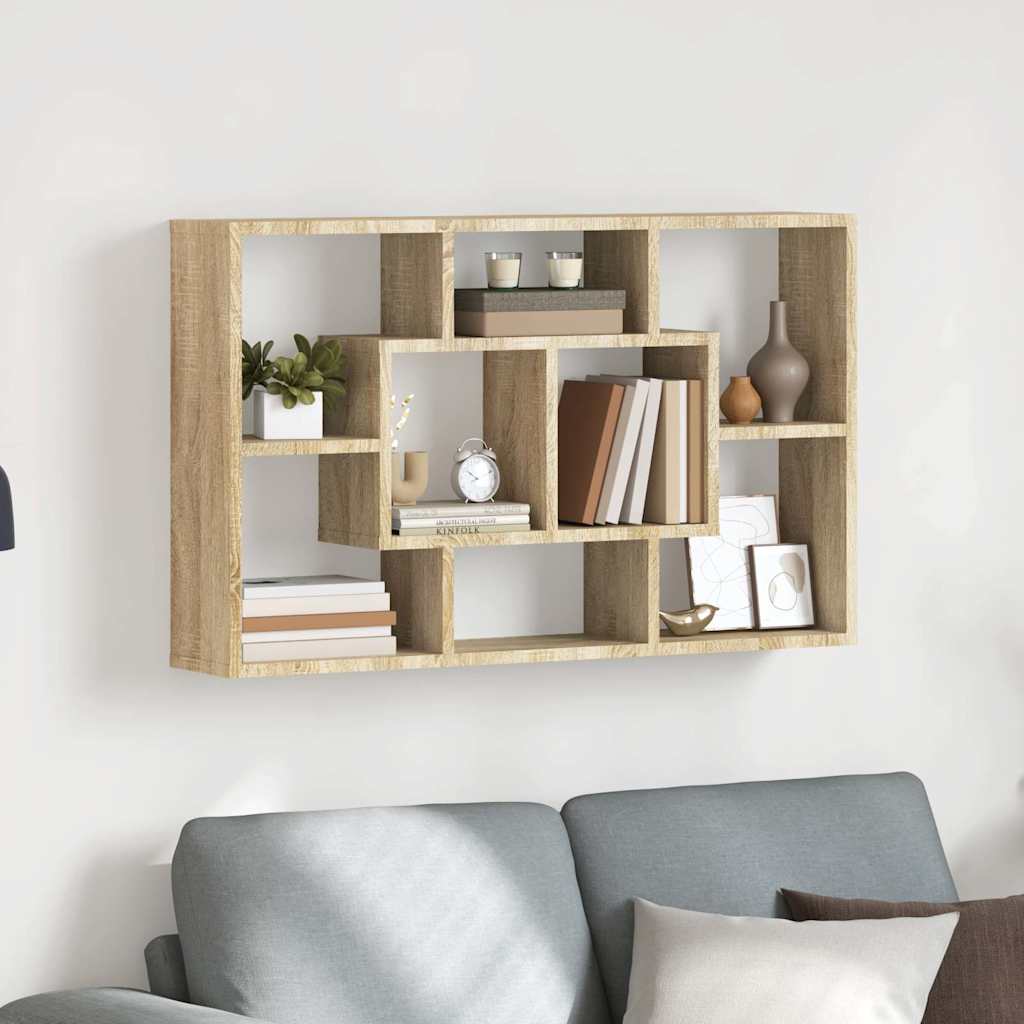vidaXL Wandschap 85x16x52,5 cm bewerkt hout betongrijs