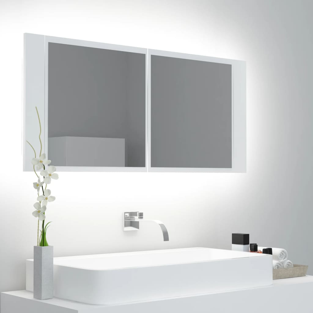 vidaXL Badkamerkast met spiegel LED acryl sonoma eikenkleurig - Aashly