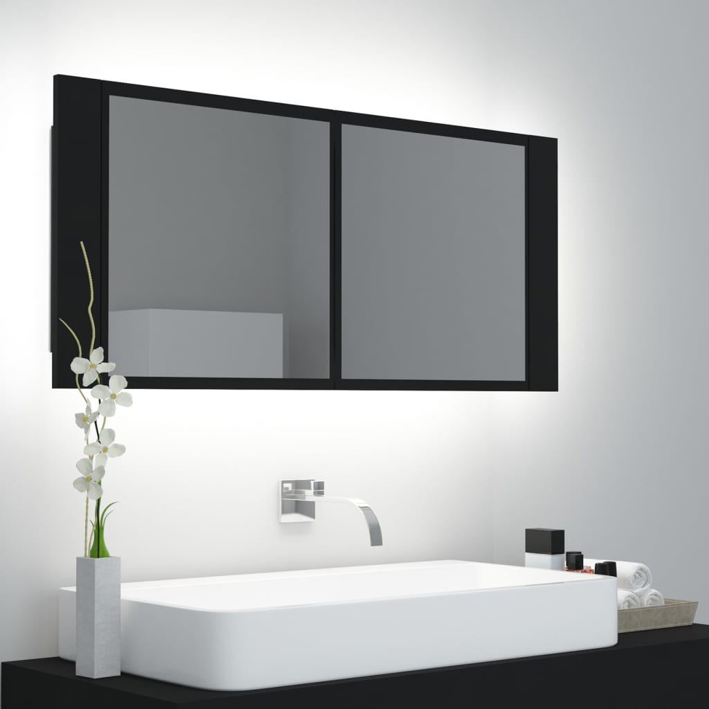 vidaXL Badkamerkast met spiegel LED acryl sonoma eikenkleurig - Aashly