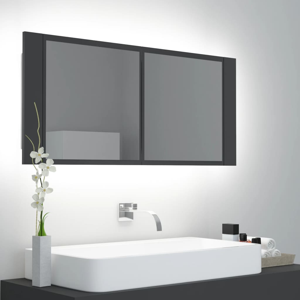 vidaXL Badkamerkast met spiegel LED acryl sonoma eikenkleurig - Aashly