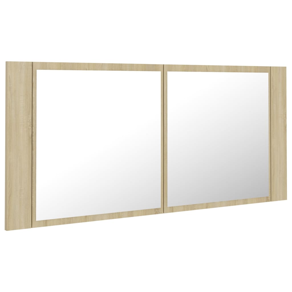 vidaXL Badkamerkast met spiegel LED acryl sonoma eikenkleurig - Aashly