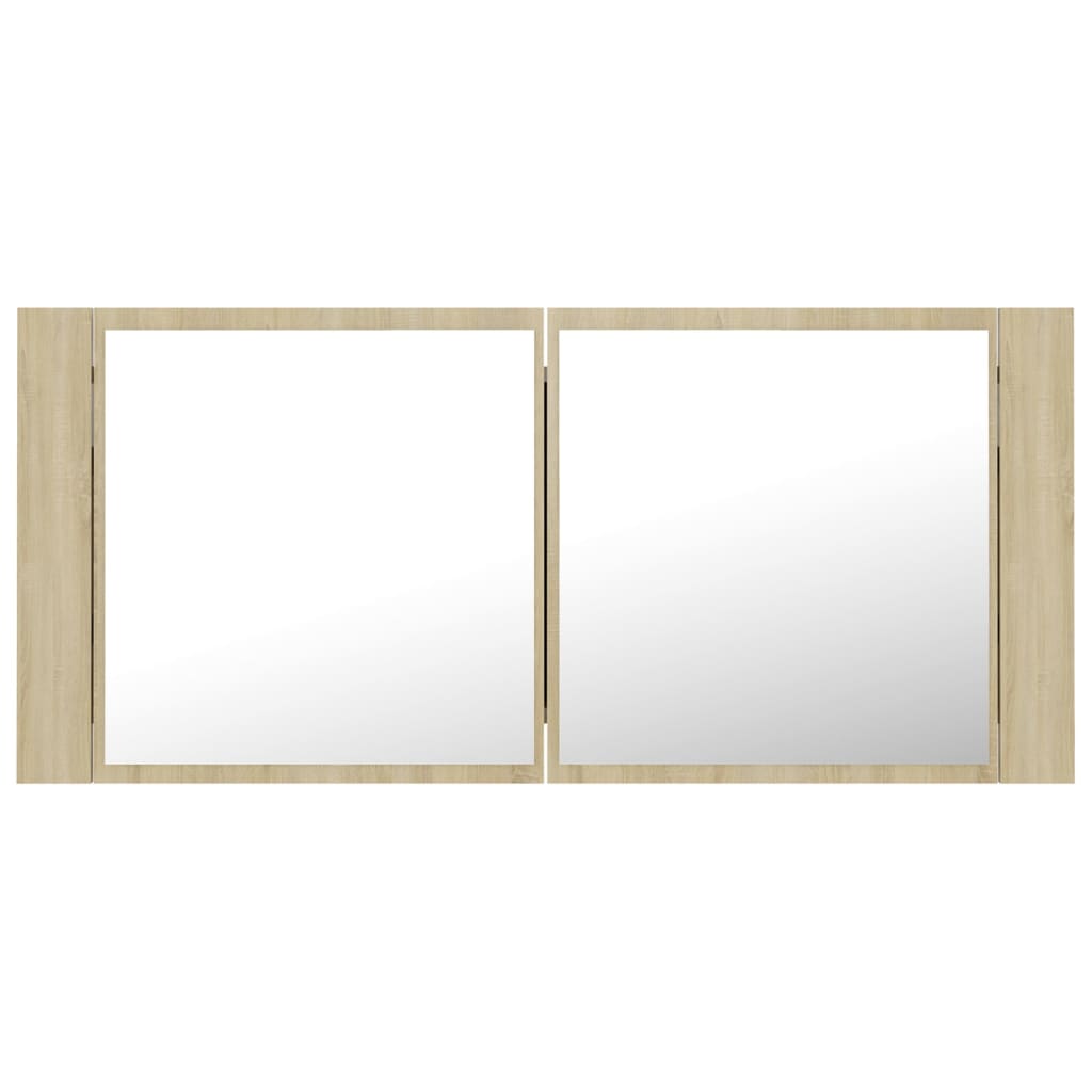 vidaXL Badkamerkast met spiegel LED acryl sonoma eikenkleurig - Aashly