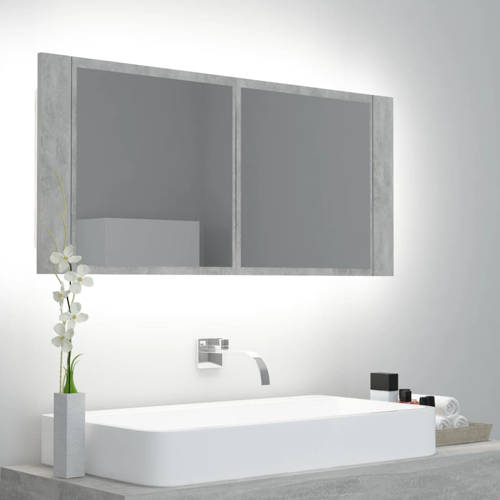 vidaXL Badkamerkast met spiegel LED acryl sonoma eikenkleurig - Aashly