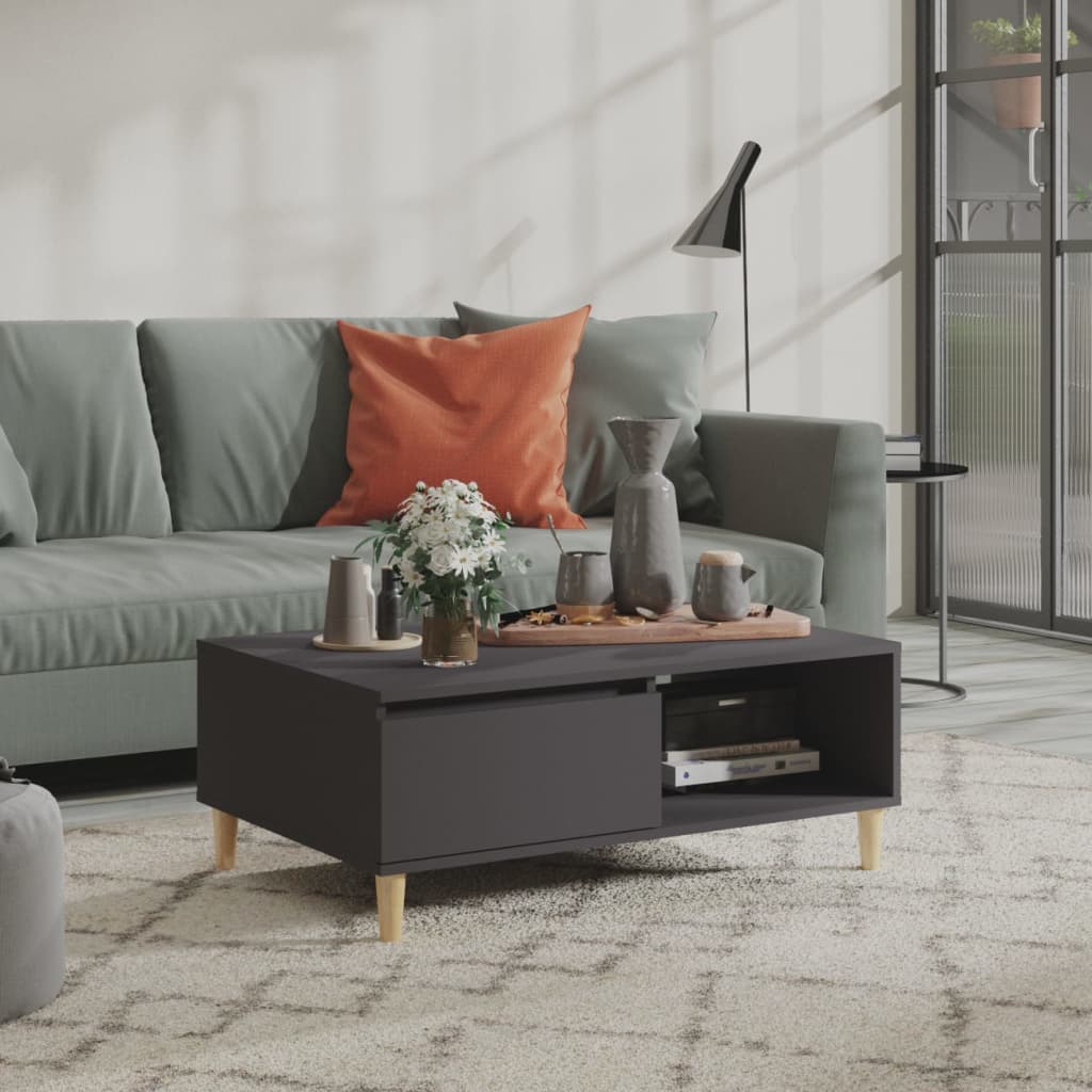 vidaXL Salontafel 90x60x35 cm bewerkt hout hoogglans wit - Aashly