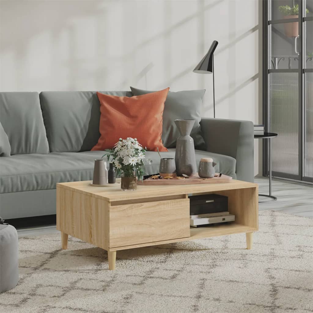vidaXL Salontafel 90x60x35 cm bewerkt hout hoogglans wit - Aashly