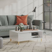vidaXL Salontafel 90x60x35 cm bewerkt hout hoogglans wit - Aashly