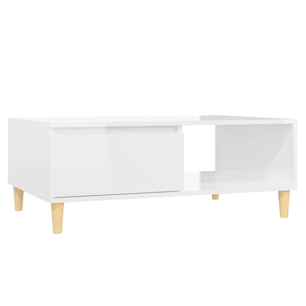vidaXL Salontafel 90x60x35 cm bewerkt hout hoogglans wit - Aashly