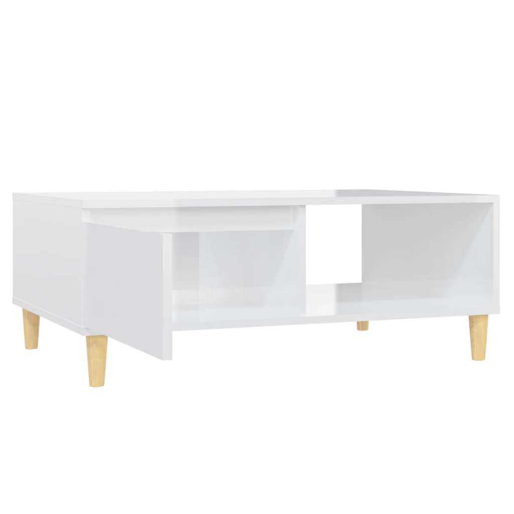 vidaXL Salontafel 90x60x35 cm bewerkt hout hoogglans wit - Aashly